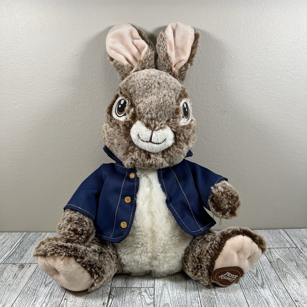 Peter Rabbit Plush 14" Easter Bunny Stuffed Animal Blue Jacket Movie 2 Dan Dee